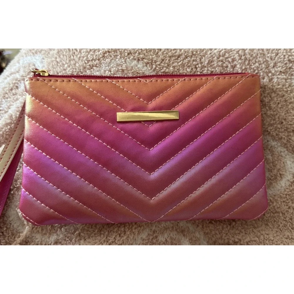Iridescent Pink Clutch Transparent Sports Stadium Theatre Bag Clear Beach Clutch
